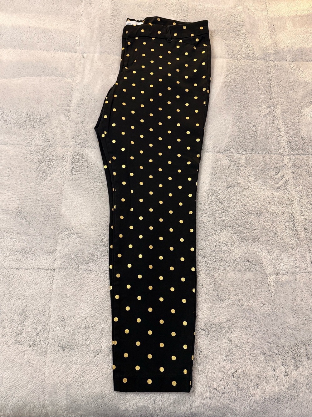 NWOT Old Navy Pixie Pants 18 Long Black Metallic Gold Polka Dot
